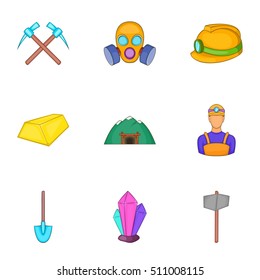 Colliery icons set. Cartoon illustration of 9 colliery vector icons for web