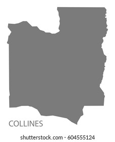 Collines Benin department map grey illustration silhouette