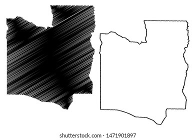 Collines Department (Departments of Benin, Republic of Benin, Dahomey) map vector illustration, scribble sketch Collines map