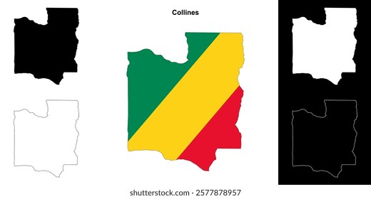 Collines department outline map set