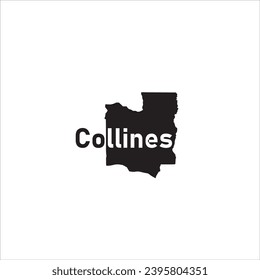 Collines map and black lettering design on white background
