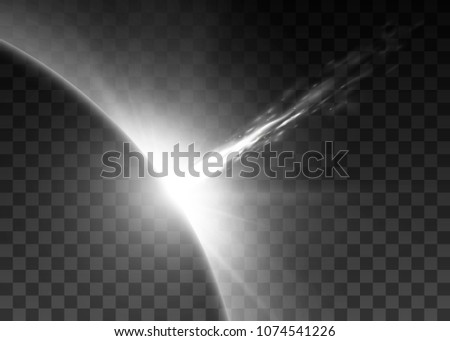 Collision of an asteroid with the Earth. Transparent background. Vector illustration eps 10.
