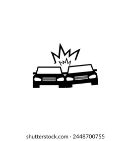Collision Cars flache Vektorgrafik-Symbol. Einfaches, einfarbiges Symbol auf weißem Hintergrund