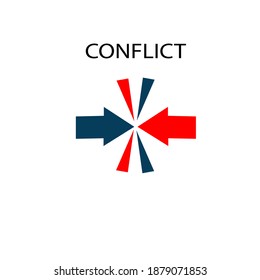 Collision. Conflict. color icon. Vector flat illustration