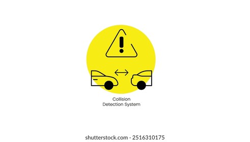 Sistema de detección de colisión con el icono del Vector de seguridad del vehículo