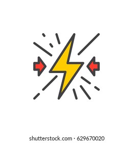 Collision filled outline icon, line vector sign, linear colorful pictogram. Symbol, logo illustration. Pixel perfect