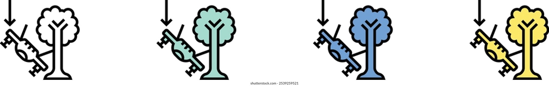 Collision icon. Outline, Green, Blue and Yellow Style Design Isolated On White Background