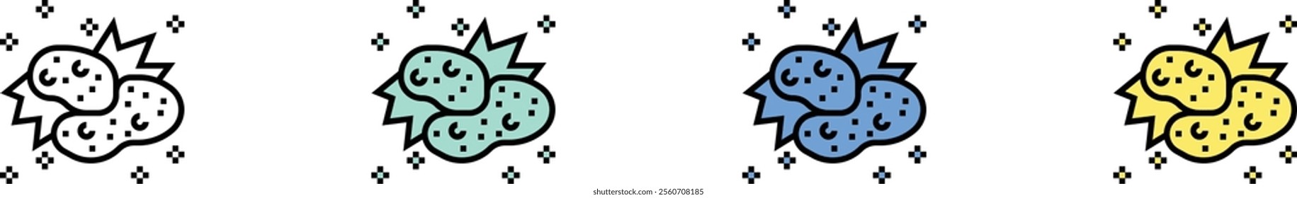 Collision icon. Outline, Green, Blue and Yellow Style Design Isolated On White Background