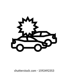 Collision of two cars icon in outline style on white background