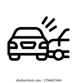 collision of two cars icon vector. collision of two cars sign. isolated contour symbol illustration