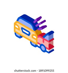 collision of two cars icon vector. isometric collision of two cars sign. color isolated symbol illustration