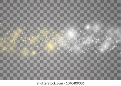 Collision of two forces with white and blue light on transparent background. Vector illustration. Hot and cold sparkling power. Energy lightning with electric discharge