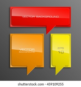 Colloquial cloud on a rectangular background. Square banner. Three speech bubbles. Abstract vector banner. Design shape. 