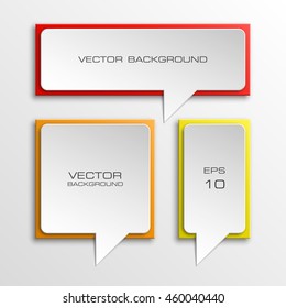 Colloquial cloud on a rectangular background. Square banner. Three speech bubbles. Abstract vector banner. Design shape. Rectangle form.