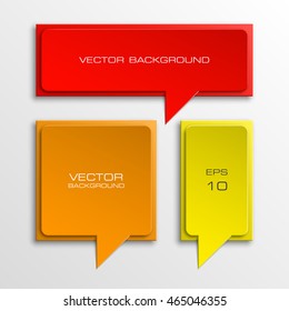 Colloquial cloud on a rectangular background. Square banner. Three speech bubbles. Abstract vector banner. Design shape. Rectangle form.