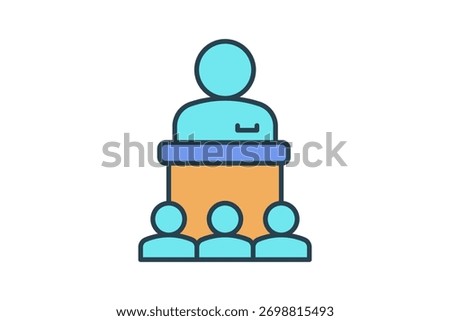 Colloquium Icon. Icon related to Presentation. Flat line icon style. Simple vector design editable