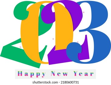 Collorful Vector moderno minimalista tarjeta Happy new year para 2023 con grandes números. fondo blanco