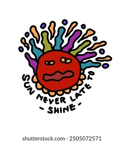 Farbenfrohe Doodle Sonne nie spät zu glänzen Design 