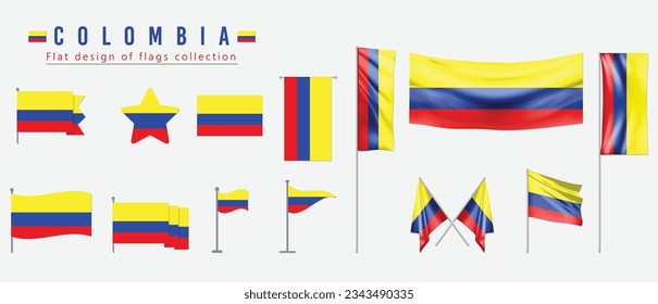 Colmbia flag set, flat design of flags collection