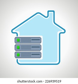 Colocation. Cloud technologies. Computer icon server. design element