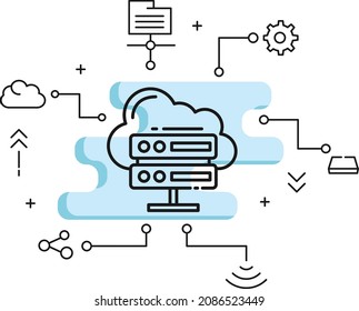 Colocation Cluster hosting Vector Icon Design, Cloud computing and Internet hosting services Symbol, proxy Node server concept,  Global Cloud Services Provider stock illustration