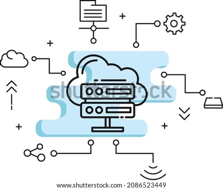 Colocation Cluster hosting Vector Icon Design, Cloud computing and Internet hosting services Symbol, proxy Node server concept,  Global Cloud Services Provider stock illustration