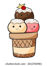 Coloe doodle cute ice cream cone 