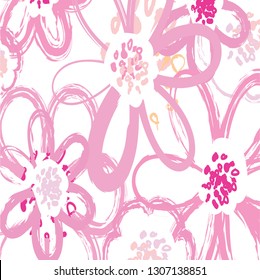 colofful pink flower paint bursh pattern background.abstract nice pink sakura flower. pink flower by paint brush background