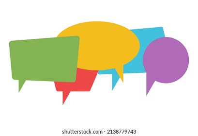 Colofrul speech bubbles isolated on white background. Communication, talking llustration. Coworkers, team, thinking, question, idea, brainstorm concept. Vector illustration