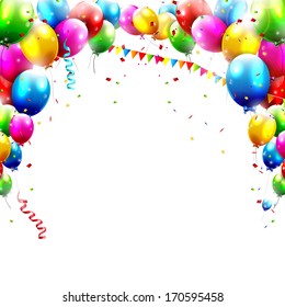 Coloful birthday balloons isolated on white background 