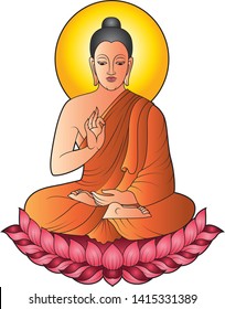 Coloful Buddha Siddhartha gautama sit on lotus