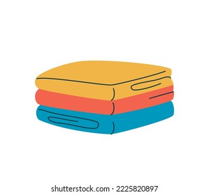 Farbige gefaltete Gewebe oder Kleidung einfache Vektorklammer-Kunst einzeln auf weißem Hintergrund. Symbol oder Zurichtung oder Nähen, gut als Symbol, Hintergrund für Text oder Logo
