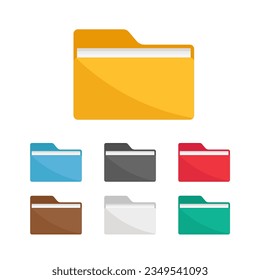 Coloful folders with documents. Folder icons. Flat style. Isolated on white background.	
