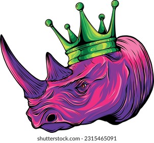 coloful head rhino. vector illustration design draw