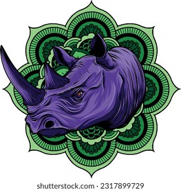 coloful head rhino. vector illustration design draw