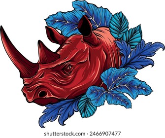 coloful head rhino. vector illustration design draw
