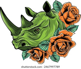 coloful head rhino. vector illustration design draw