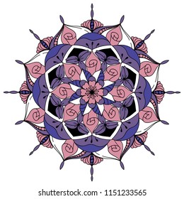 Coloful mandala on white background. Adult coloring page. Decorative element for ethnic shop or as pattern for web design. Anti-stress therapy patterns. 