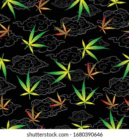 coloful of marijuana pattern with cannabiz texture and background