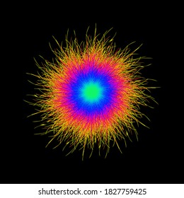 Coloful pompon. Fluffy pompon isolated. Fur ball. 3D vector illustration.