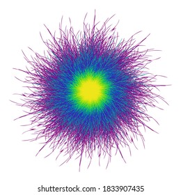 Coloful pompon. Pompón esponjoso aislado. Pelota de cuatro. Ilustración vectorial 3D.