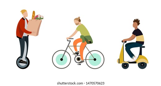 Coloful set of 3 flat vector modern chracters.
