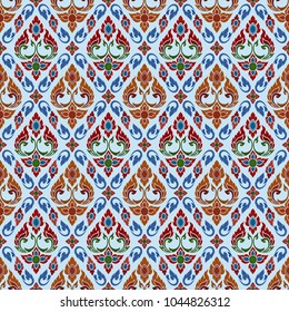 Coloful Thai traditional art seamless pattern  background texture.