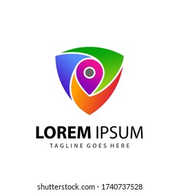 Colofull Shield Maps Plantilla de diseño de logotipo Premium