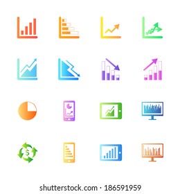 Colofulr style Business Graph icon vector set.