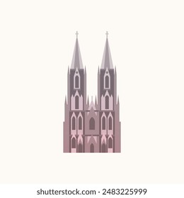 Cologne Cathedral.  Flat style illustration.