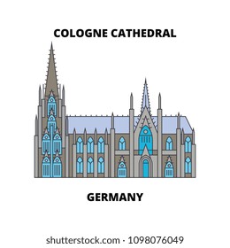 Cologne Cathedral, Germany  line icon concept. Cologne Cathedral, Germany  flat vector sign, symbol, illustration.