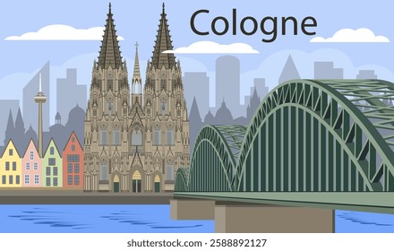 Cologne Cathedral of Saint Peter and city skyline in Germany