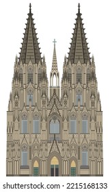 Cologne Cathedral of Saint Peter isolated on white background