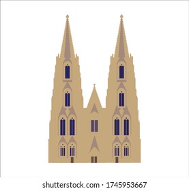 Cologne city cathedral in Germany. Illustration for web and mobile design.